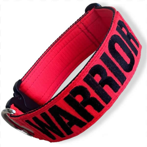 Obojok nylonový Warrior 5cm s výšivkou - červený