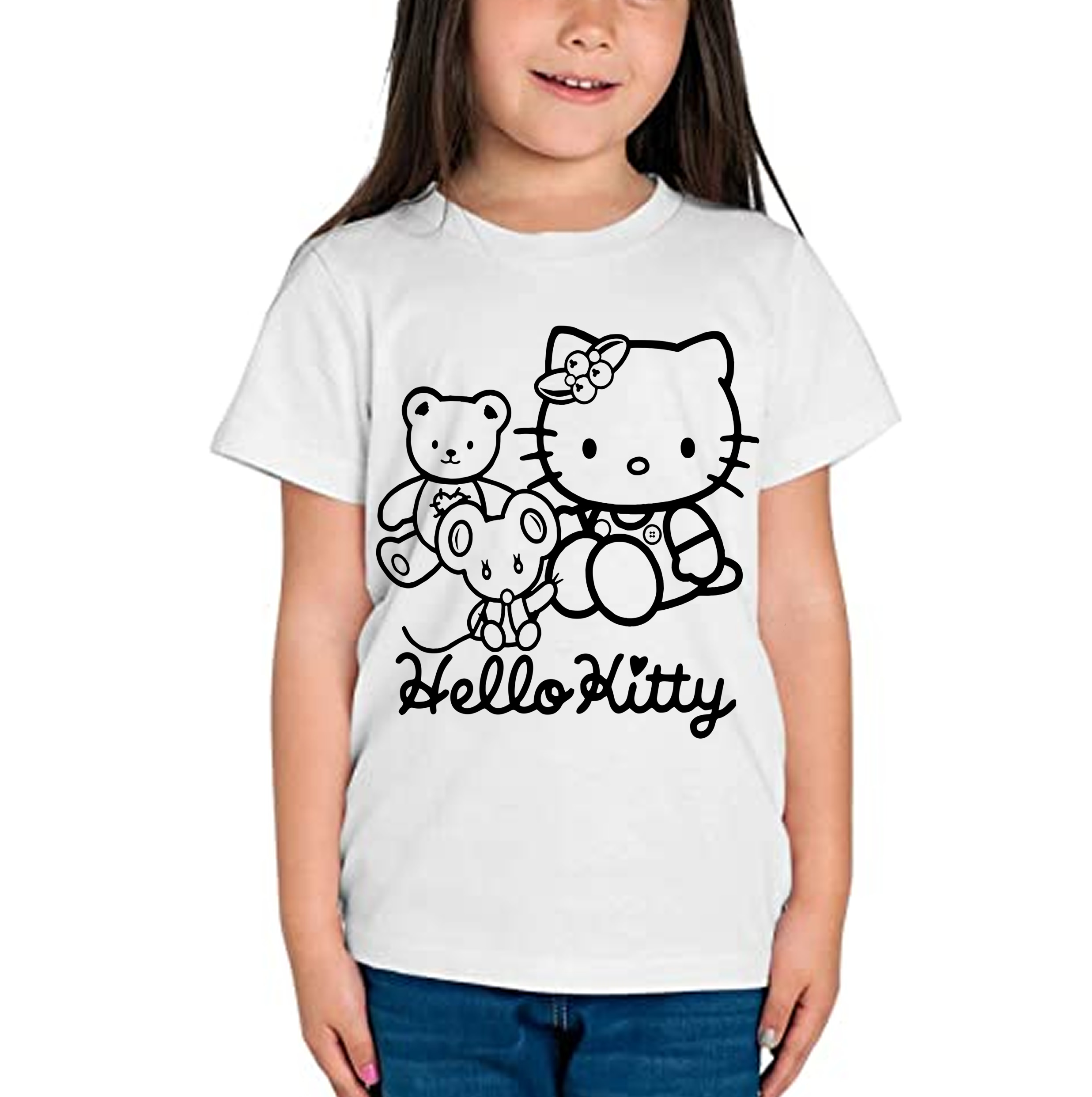 Vyfarbovacie tričko detské - Hello Kitty