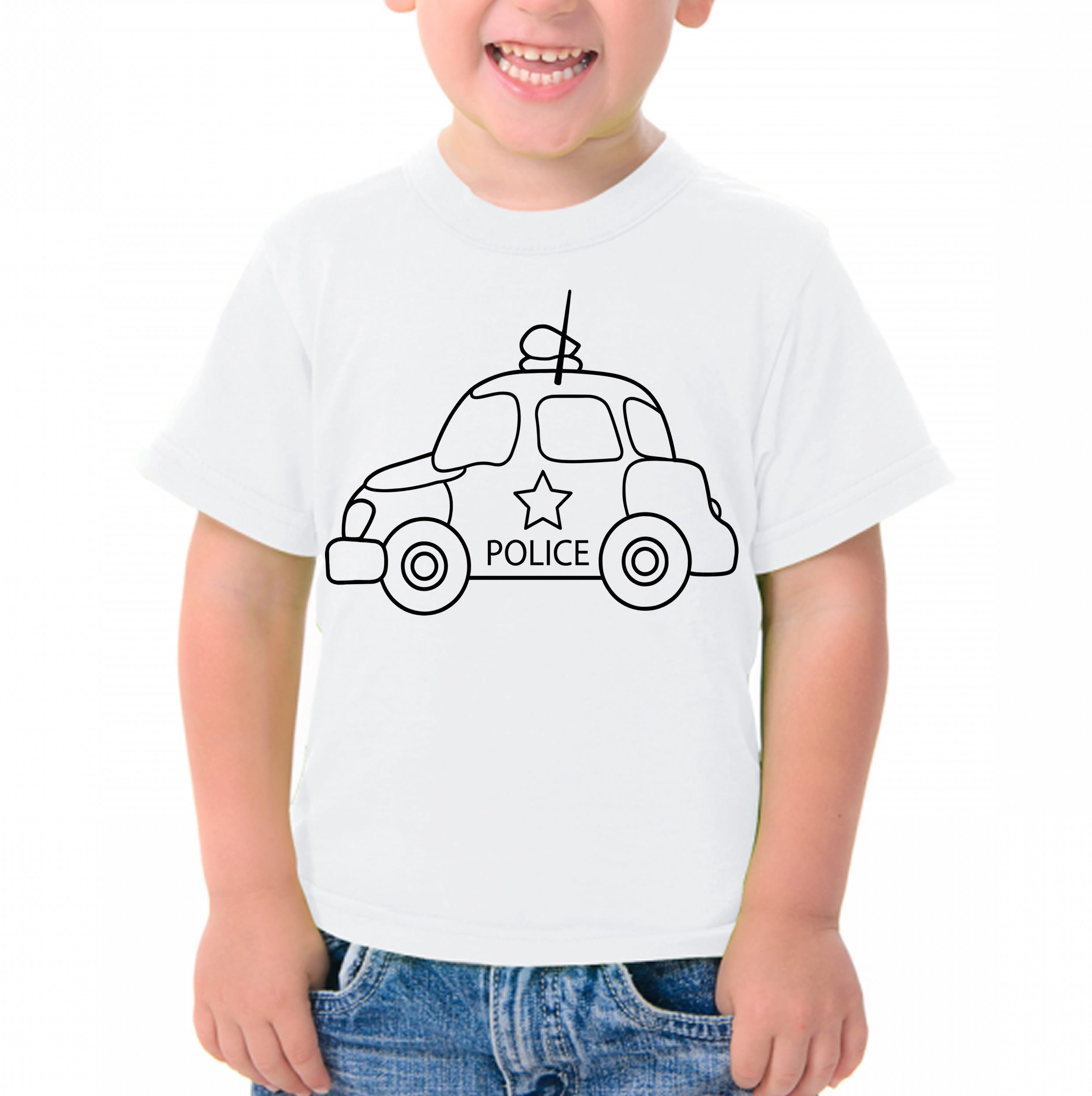 Vyfarbovacie tričko detské -Polícia