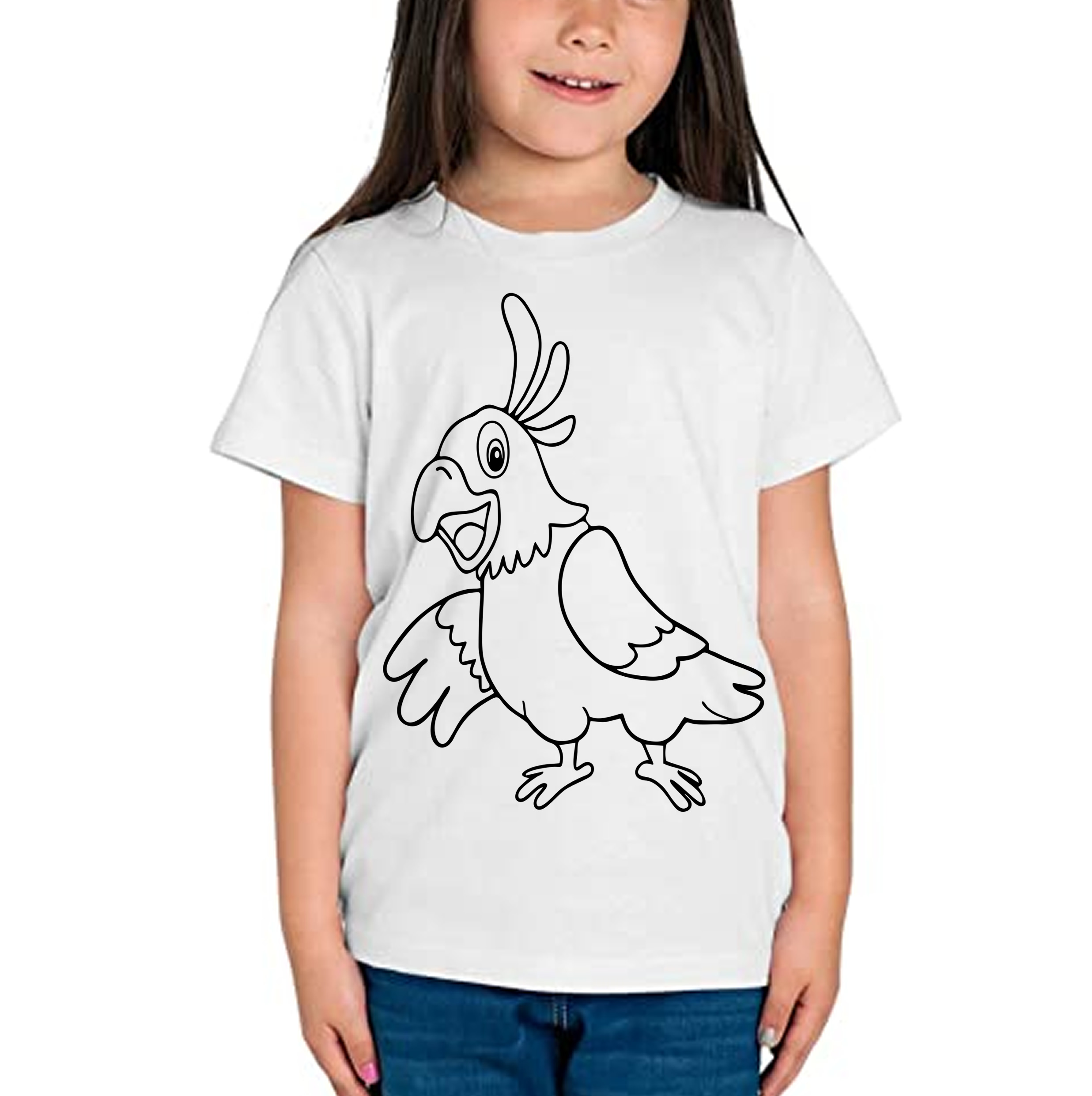 Vyfarbovacie tričko detské - Papagáj